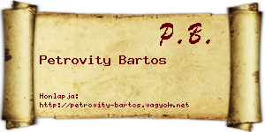 Petrovity Bartos névjegykártya